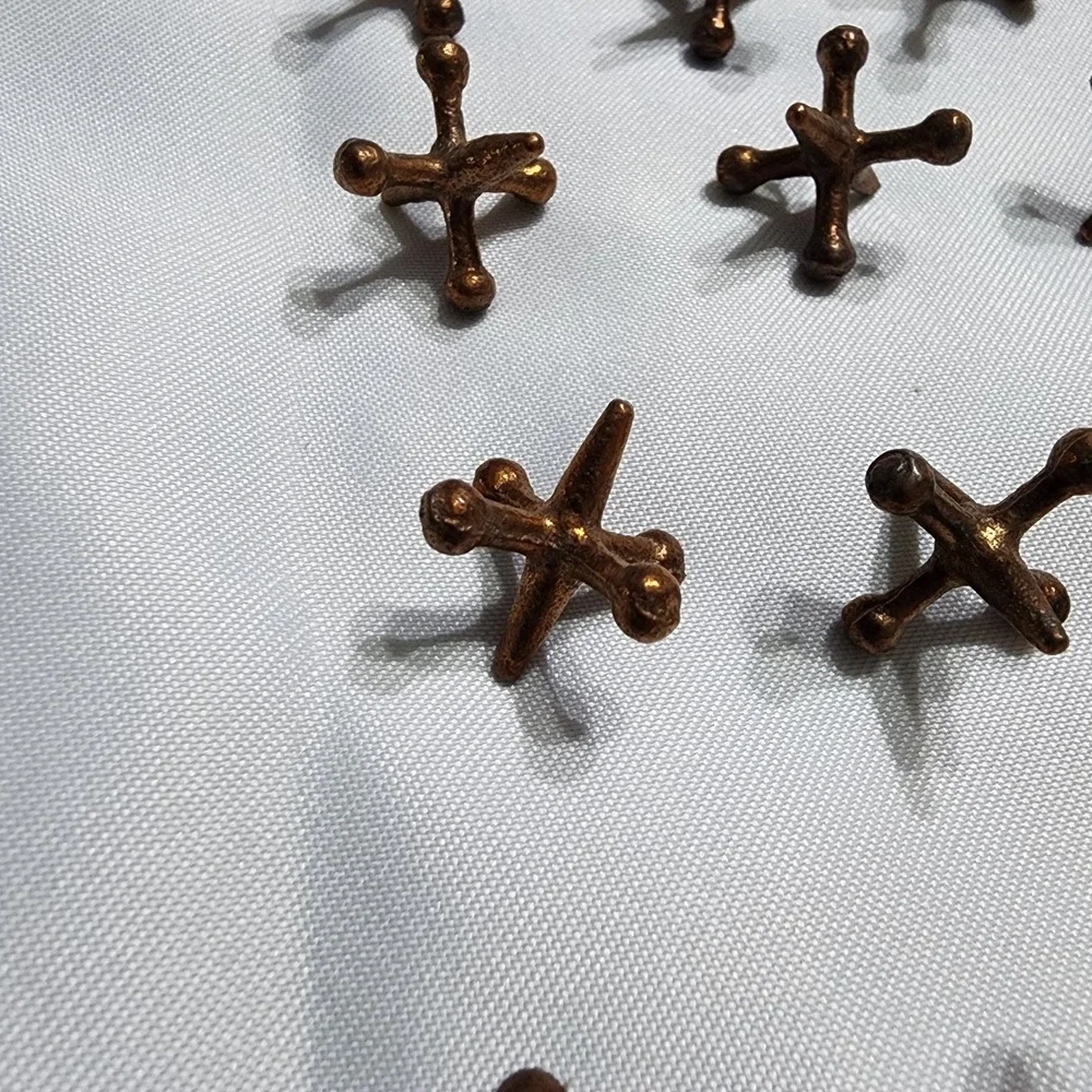 Vintage Grey Iron Casting Co Coppered Jack Stones Set of 12 Antique Metal Jacks